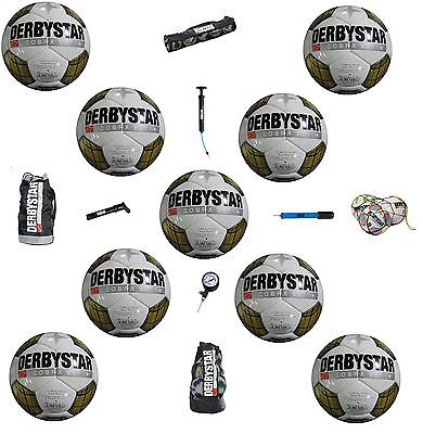 Derbystar Cobra Trainingsball Fussball Ballsack Ballnetz Pumpe Luftdruckprüfer