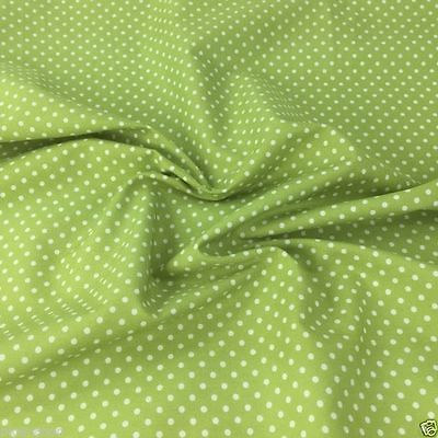 LIME GREEN colour POLKA DOT 100% cotton fabric  per FQ, half metre or metre 