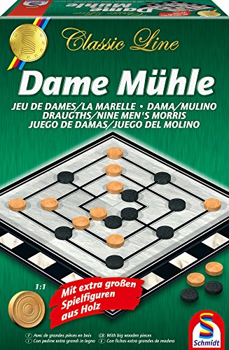 Schmidt Spiele 49083 Classic Line: Dame / Mühle (gr.Spielfiguren)