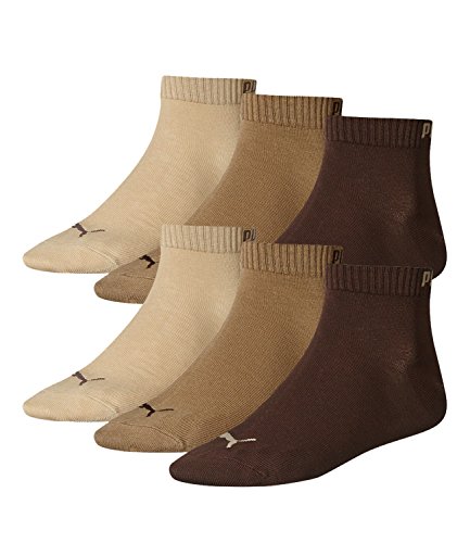 PUMA Unisex Quarter Quarters Socken 6er Pack, Größe:43-46;Farbe:chocolate/walnut/safari