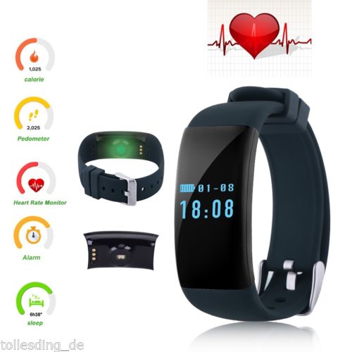 Bluetooth Smart Armband Uhr Handy Pulsuhr Schrittzähler Sports Fitness Tracker