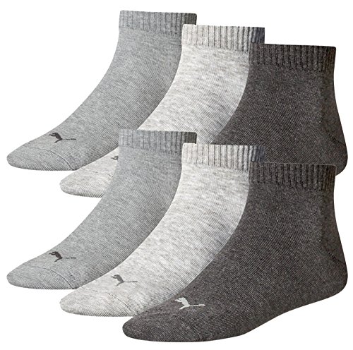PUMA Unisex Invisible Quarter Quarters Sportsocken Kurz Socken 6 Paar 251015, Sockengröße:47-49;Artikel:-800 anthracite / mel. grey
