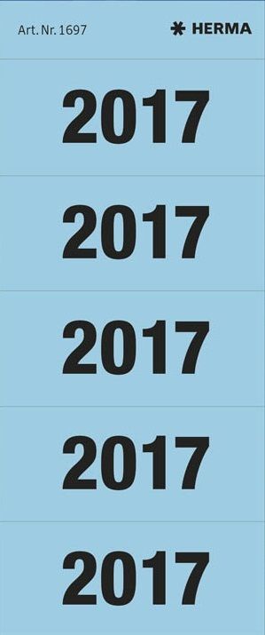 Jahreszahlen 2017 blau Inhaltsschilder für Ordner selbstklebend 60 x 26 mm
