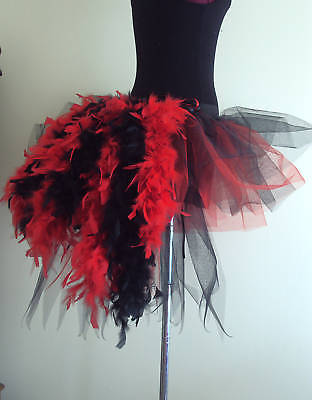 Burlesque Moulin Rouge Tutu Skirt Bustle Feathers size 6 8 10 12 Fancy Dress