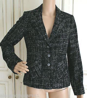Gorgeous Ex Store Black & Grey Tweed Smart Jacket 10 12 14 16 18