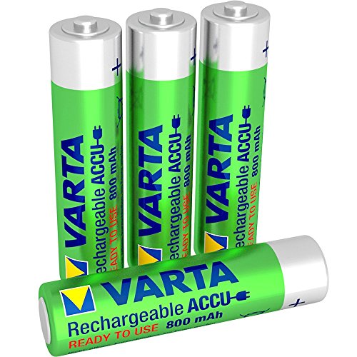 Varta Rechargeable Accu Ready2Use vorgeladener AAA Micro Ni-Mh Akku (4-er Pack, 800mAh), wiederaufladbar ohne Memory-Effekt - sofort einsatzbereit