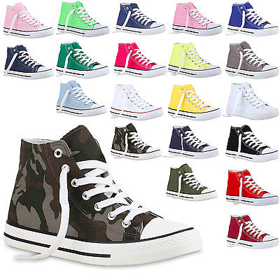 Freizeit Damen Sneakers High Viele Farben & Größen Canvas Schuh 811070 Trendy
