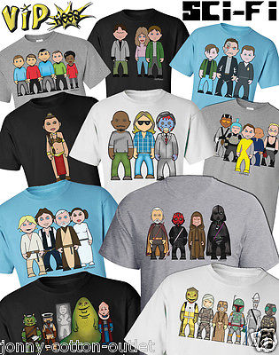 VIPwees Mens T-Shirt Sci-Fi Movie Inspired Caricatures Choose Your Design