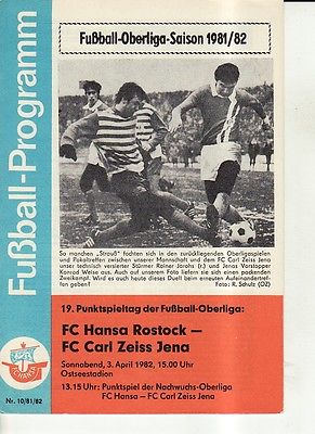OL 81/82  FC Hansa Rostock - FC Carl Zeiss Jena
