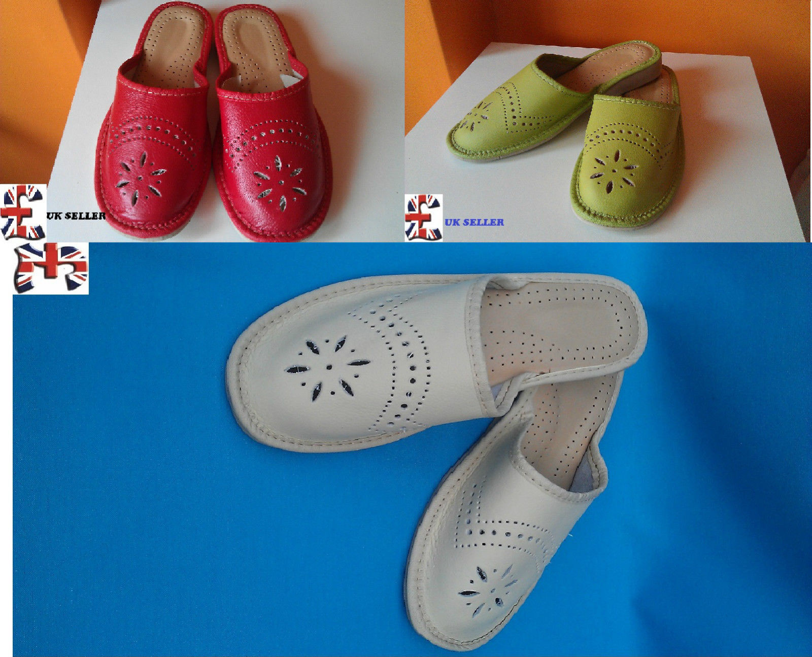 WOMEN'S SLIPPERS LADIES SLIPPERS FOR GIRL NATURAL LEATHER mules H-Q hand made