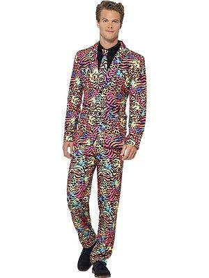 Neon Nights 90er Anzug Leopard Trash Suit Slimline Herren 3-teilig Premium