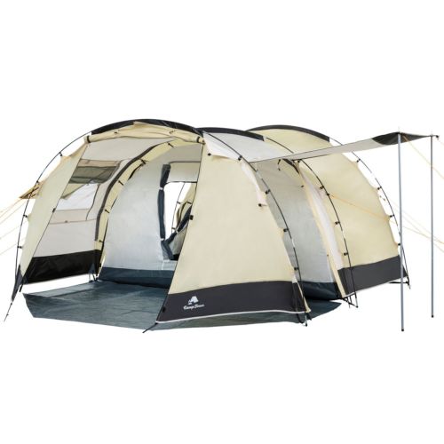 CampFeuer® Tunnelzelt Familienzelt Zelt mit 3000 mm Wassersäule 4P creme