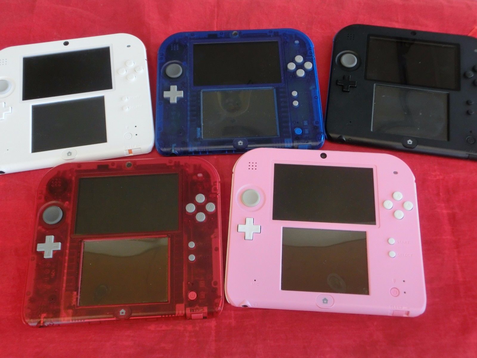 Nintendo 2DS Handheld - Spiele Konsole Rosa, Rot/Weiß, Blau/Schwarz, Transparent