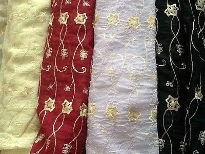 Embroidered Turkish crinkle organza/Voile dress fabric £5.99/m 1.30m wide