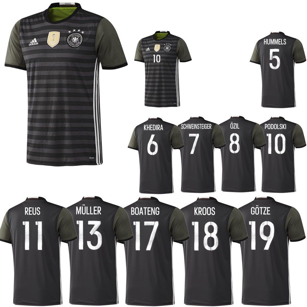 adidas DFB 4 Sterne Away Deutschland Auswärtstrikot grau mit Beschriftung EM2016