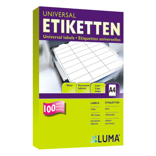 Weiße Vielzweck-Etiketten Luma Universal Etiketten A4 Format und Menge nach Wahl