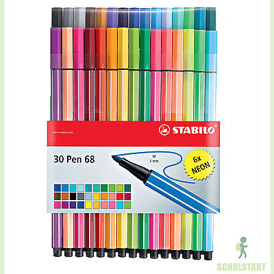 STABILO Filzstifte PEN 68 Fasermaler im Etui, 30 Farben inkl. Neon Art. 6830-1