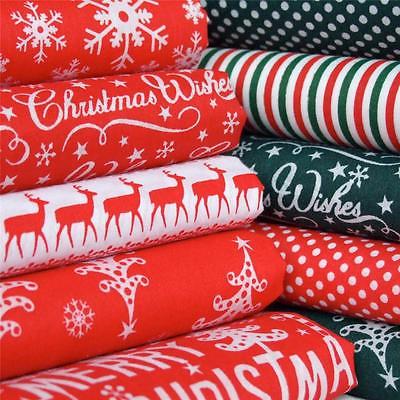 MERRY CHRISTMAS green red trees snowflakes polycotton material - craft bunting
