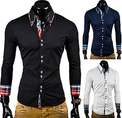 CRSM Hemd Slim Fit Polo Shirt 4 FARBEN Schwarz/Weiß/Navy/Blau Clubwear NEU