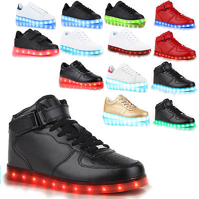 Blinkende Damen Sneakers Led Light Farbwechsel Schuhe 77824 LED Licht New Look