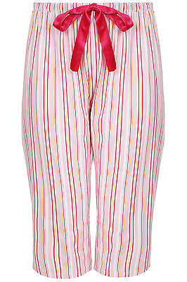 Yoursclothing Plus Size Womens Stripe Print Cropped Pyjama Bottoms
