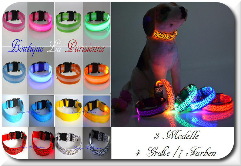 Leuchthalsband LED Hundehalsband Leuchtband Leuchtschlauch Blinkhalsband M