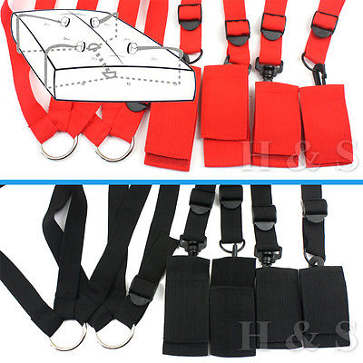 Under Bed Restraint System Bondage Cuffs Strap Set Kit Rope Fetish Black Red UK