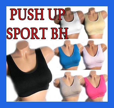 Push Up BRA Sport BH FORM GEPOLSTERT Bustier Body Top Microfaser M L XL XXL