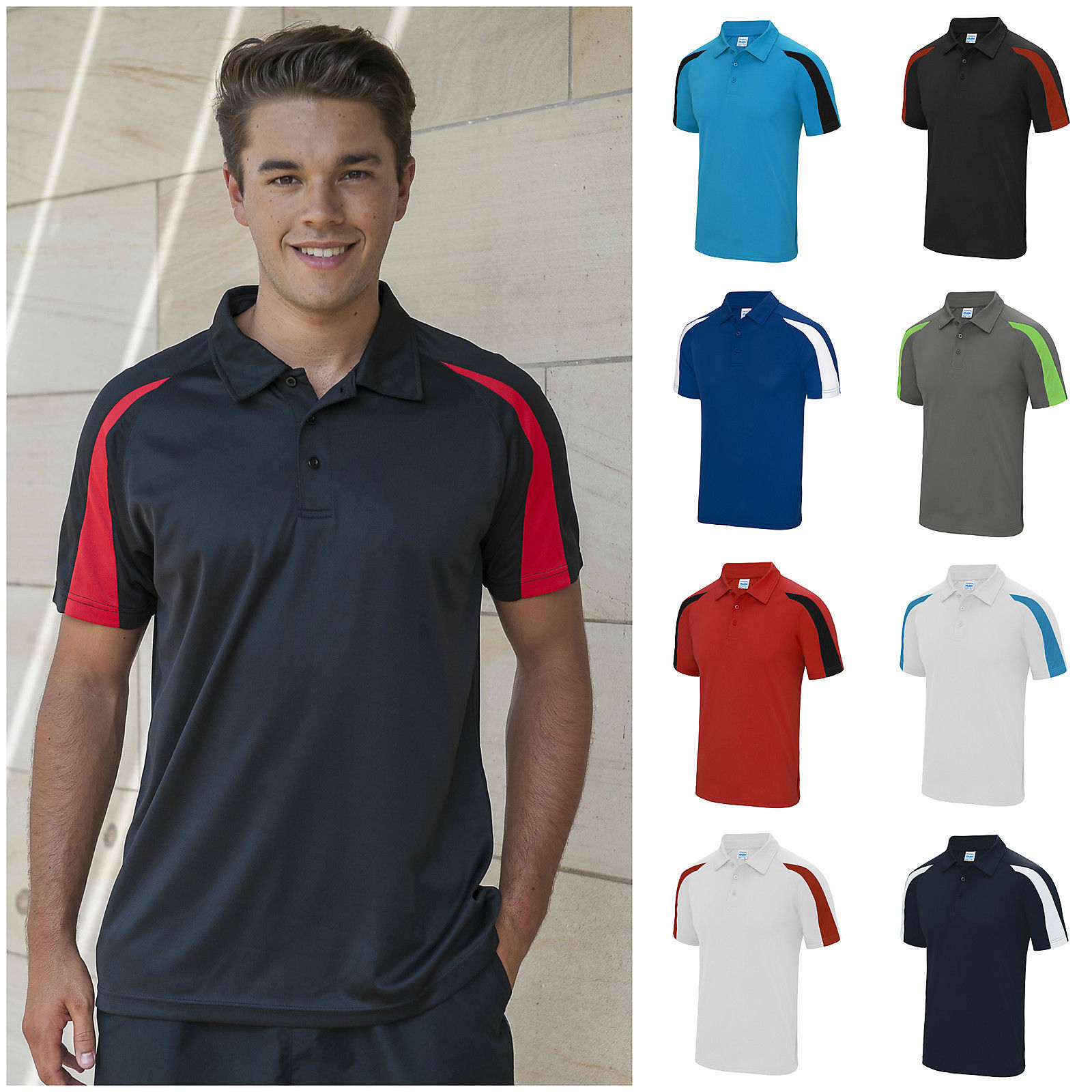 Mens Sports Polo Shirt Lightweight Breathable Wickable Running Training Gym Tee