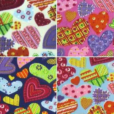 Bright Patchwork Patterned Hearts Polycotton Fabric