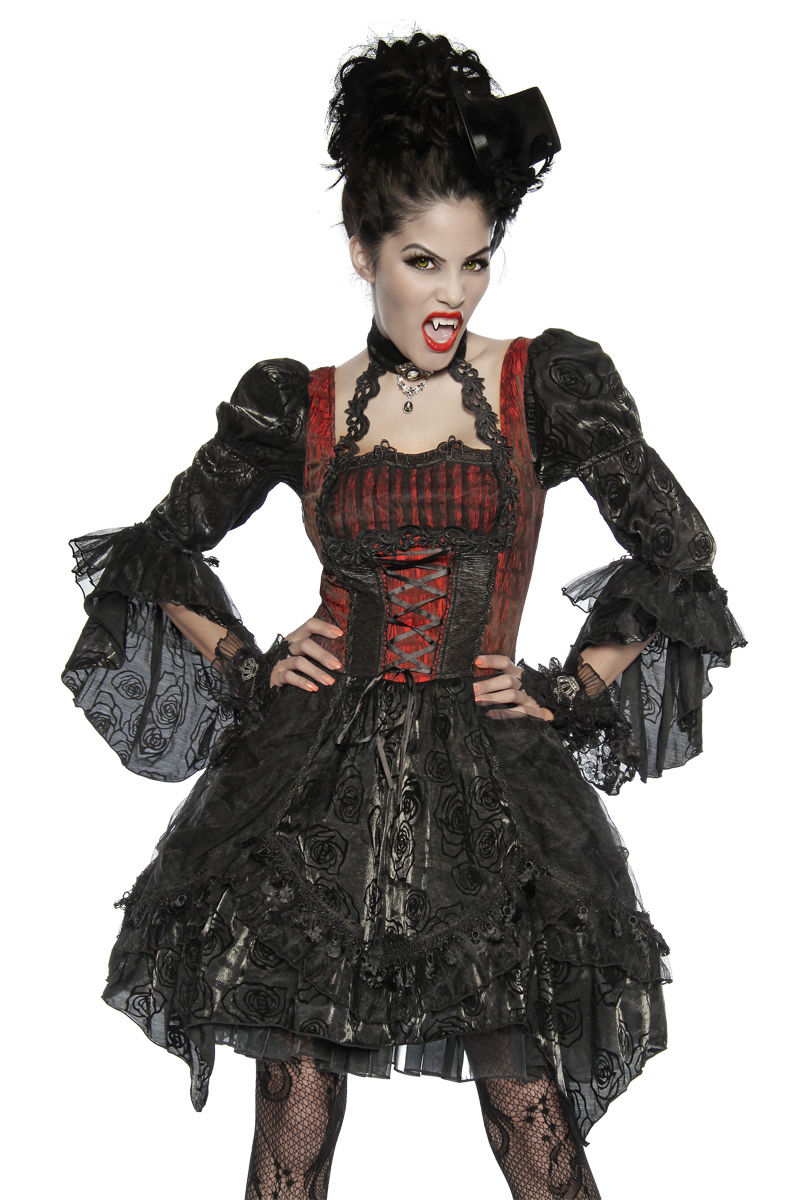 Sexy Vampirkostüm Vampir Kostüm Kleid Vampirin Dracula Premium Halloween Gothic