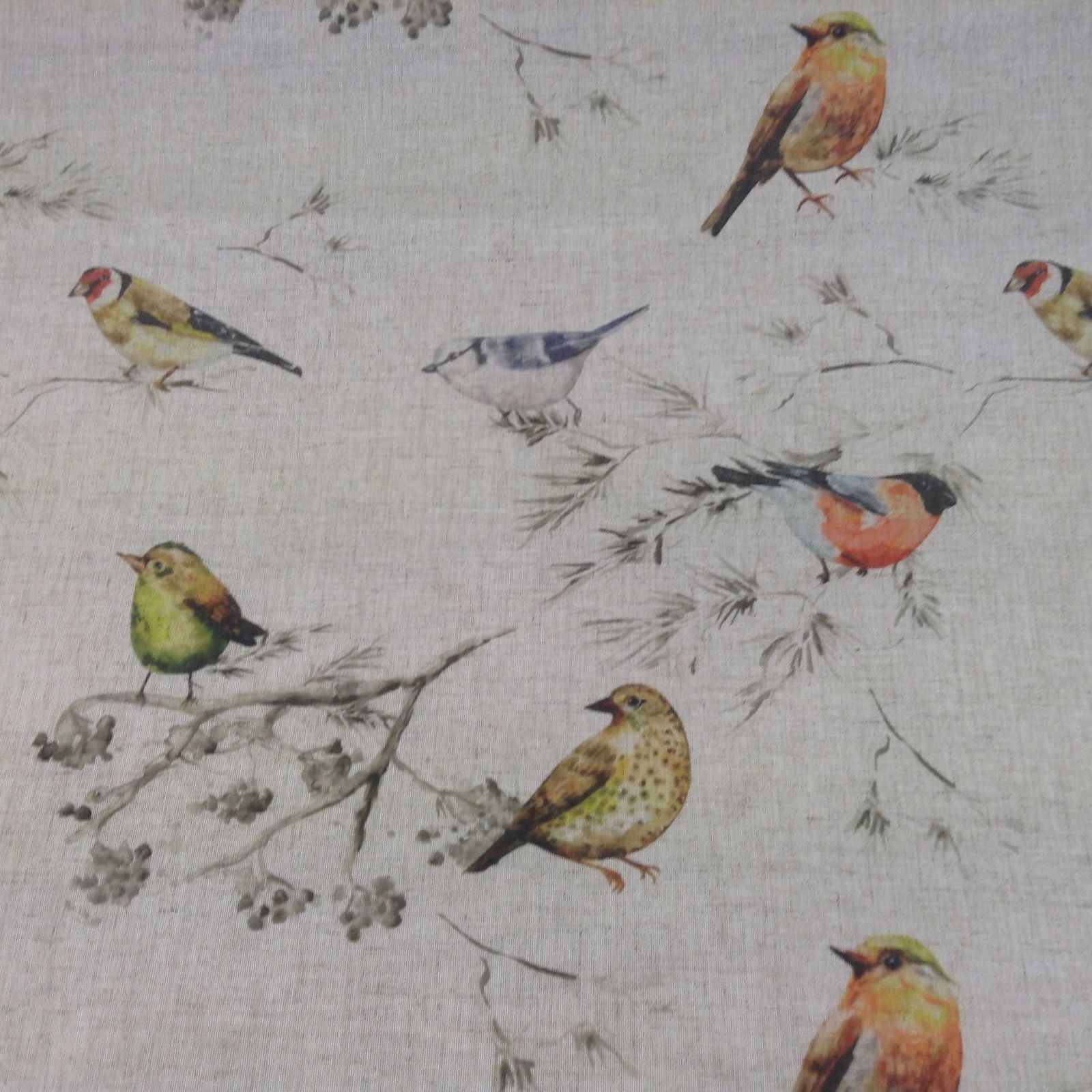 Chinese  Birds Linen Volie Curtain/Craft Fabric (sample or metre)
