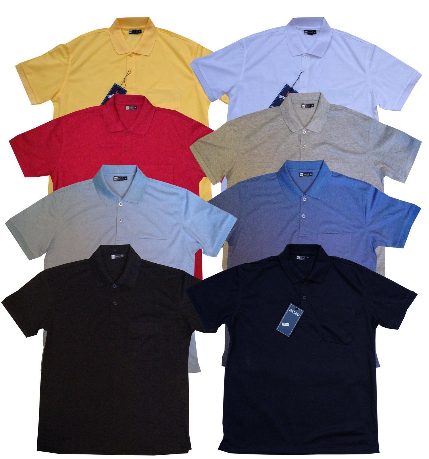 Mens Plain Polo Shirt Pocket Pique T Shirt Short Sleeve S M L XL XXL 10 Colours