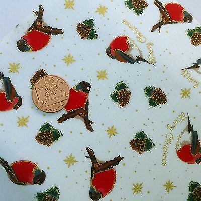 100% Cotton Christmas Fabric Metre or Fat Quarters Festive Red Green Gold Cream
