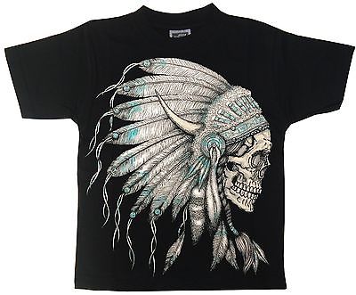 Skull Totenkopf Indian Heavy Metal Kinder T-Shirt Gr.104 - 164