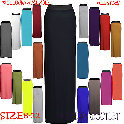 Long Maxi Skirt Waist Women Pleated Dress Elastic Solid Foldover Full Length 