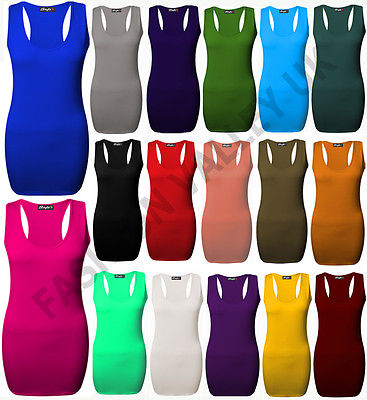NEW WOMENS SLEEVELESS BODYCON JERSEY VEST RACER BACK MUSCLE GYM VEST TOP 8-26