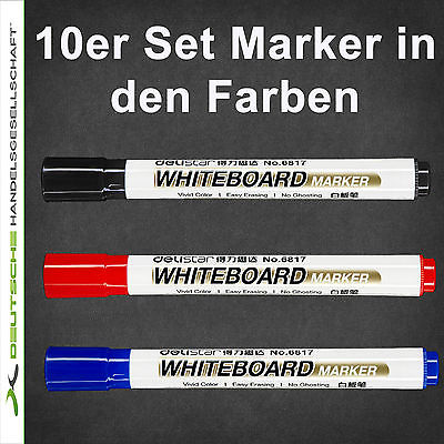 10er Set Whiteboardmarker Pen Board Marker Stift trocken abwischbar Breit Neu