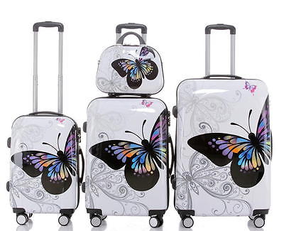 Reisekoffer Hartschalenkoffer Trolley Set Beautycase BB Schmetterling