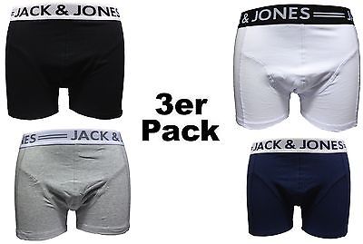 JACK & JONES 3er Pack Schwarz Trunks Boxershorts Boxer Short Contact Unterhose  