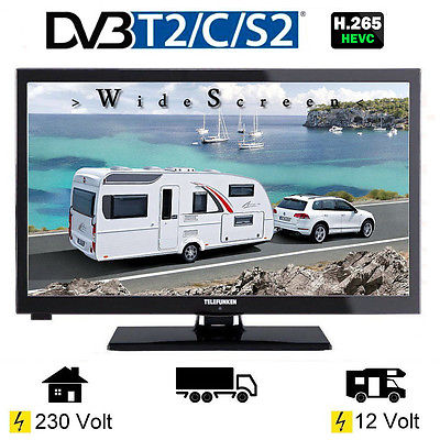 Telefunken L24H274 LED TV 24 Zoll Tripletuner DVB-C/T2/S2 12 Volt 230V Wohnmobil