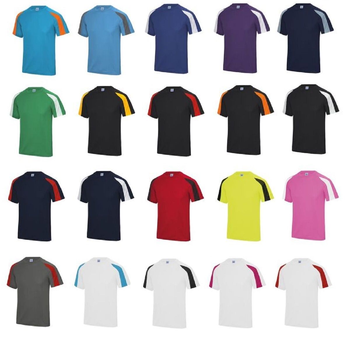 Contrast Cool T Shirt Wickable Breathable Running Training Football Sport Top BN