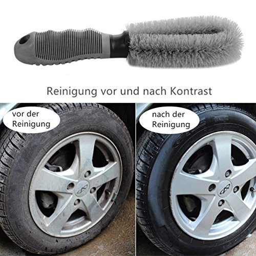Auto Felgen Reifen Speichen Reinigungsbürste Felgenbürste zur schonenden und effektiven Reinigung hochwertiger Optimale Felgenreinigung für Stahl und Alufelgen Scheuern Werkzeug