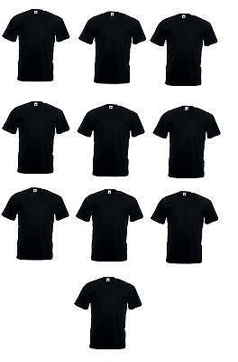 10 X Fruit Of The Loom Valueweight Plain Black Cotton Tee T-Shirts Wholesale Lot