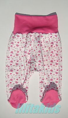 Baby Hose mit Fuß Füßchen, Mädchen rosa/weiß aus 100%Baumwolle Gr.:56,62,68,74.