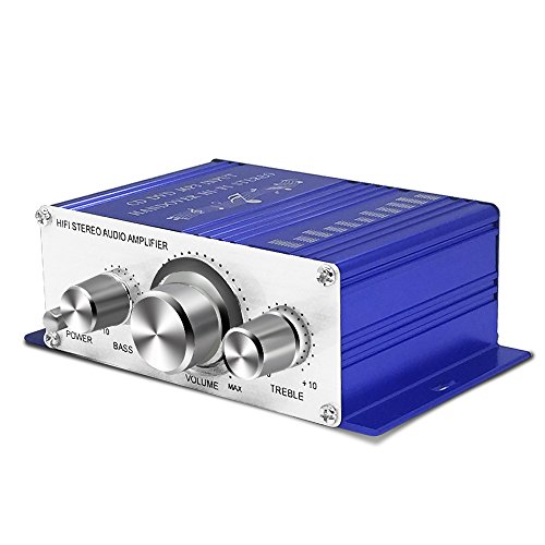 HiFi Digital Verstärker, Stereo Audio Verstärker 12V Endstufe Audio Musik Player für Auto / Motorrad / Heimkino / Lautsprecher, unterstützt CD / DVD / MP3 (Blau)
