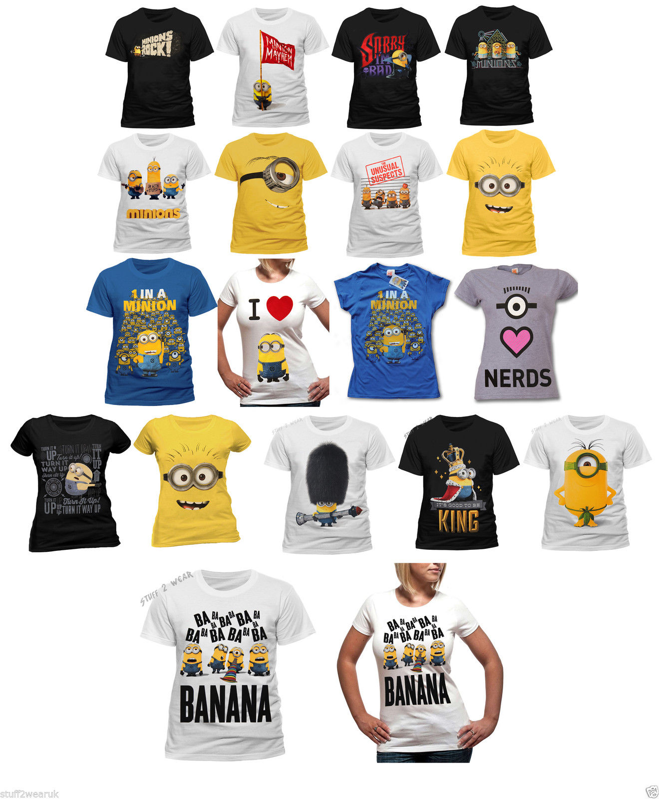 Official Minions Movie / Despicable Me T Shirts New Womens Mens Stuart Dave