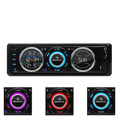 auna MD-180 Autoradio MP3-Player (MP3-fähige USB- und SD-Slots, AUX-Eingang, MOSFET-Verstärker mit 4 x 75W, LCD-Display, abnehmbares Bedienteil, Fernbedienung) schwarz