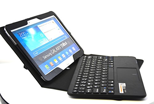 SonnyGoldTech - Galaxy Tab 3 10.1 Tasche mit Bluetooth Tastatur und integriertem Touchpad | Bluetooth Tastatur Hülle mit Touchpad für Samsung Galaxy Tab 3 10.1 GT-P5200, Samsung Galaxy Tab 3 10.1 WiFi GT-P5210, Samsung Galaxy Tab 3 10.1 LTE GT-P5220 | Sch