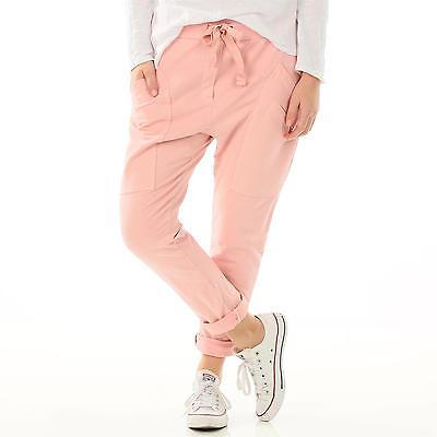 WENDY TRENDY Italy Damen Jogpants Sweat Hose tiefe Taschen breite Bund PINK rosa